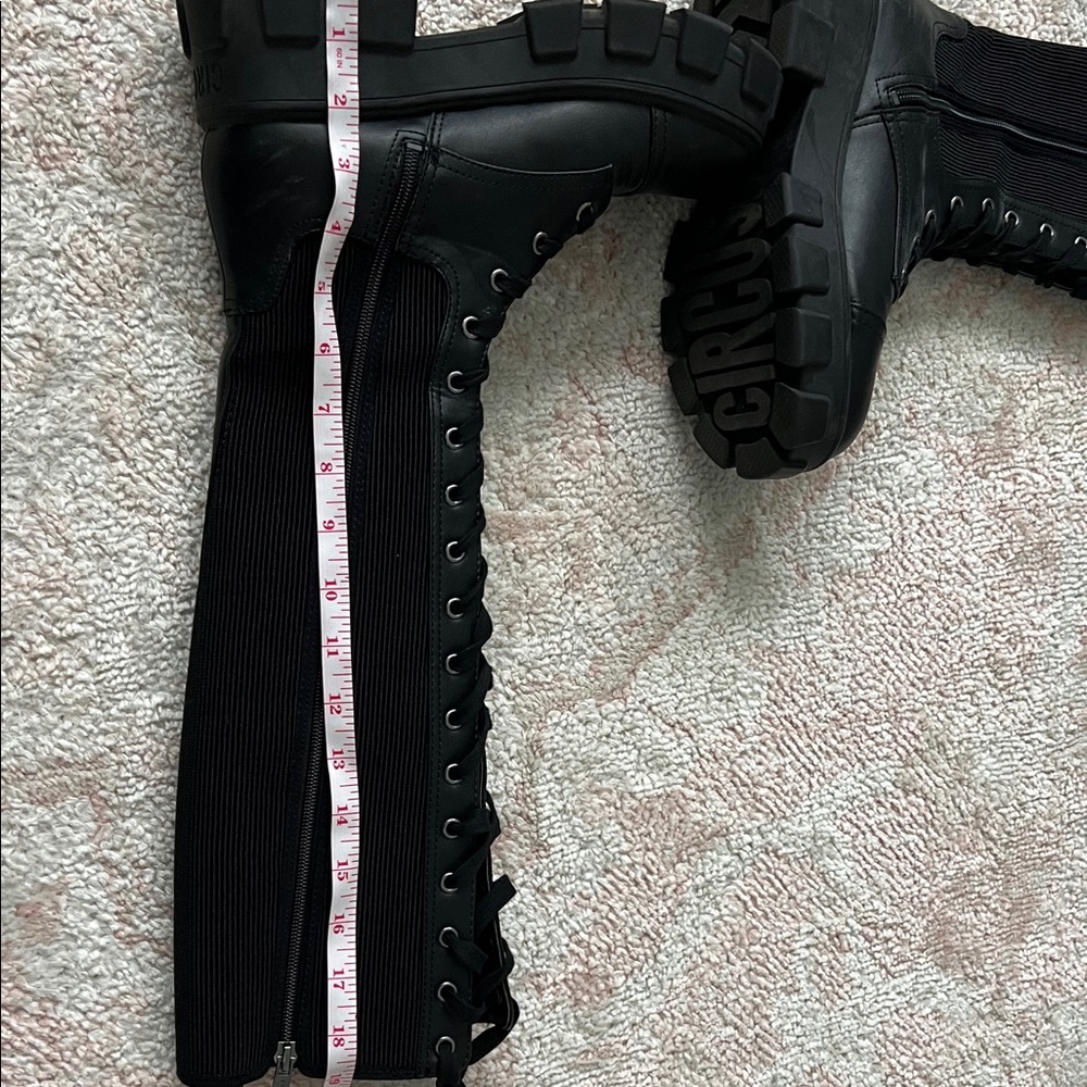 Black Lace-Up Knee-High Combat Boots - Women's - Picture 14 of 14